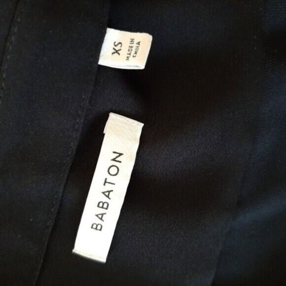 BABATON / Aritzia Shirt Dress Long Sleeve Waist Drawstring Black Sz XS Flawed - Picture 15 of 16